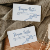 手描きブルーボウ男の子ベビーシャワーおむつラッフル 名刺