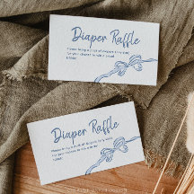 手描きブルーボウ男の子ベビーシャワーおむつラッフル