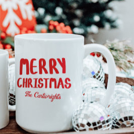 手描きブロックレターのメリークリスマスグリーティング コーヒーマグカップ