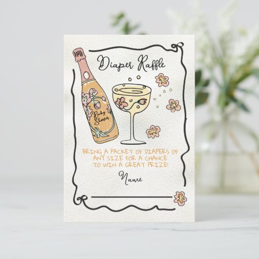 手描きプレスコ&花びらおむつラッフルシャワー 招待状 (スタンド正面)