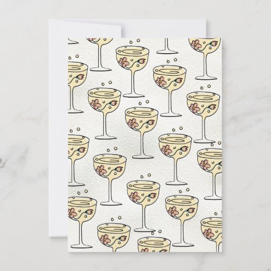 手描きプレセコと花びら赤ちゃんシャワーのバースト 招待状 (裏面)