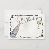 手描きプレセッコと花びらサンキューカード 招待状 (正面)