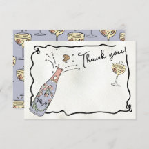 手描きプレセッコと花びらサンキューカード