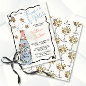 手描きプレセッコと花びらブライダルシャワーバースト 招待状