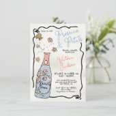 手描きプレセッコと花びらブライダルシャワーバースト 招待状 (スタンド正面)