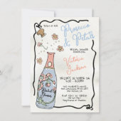 手描きプレセッコと花びらブライダルシャワーバースト 招待状 (正面)