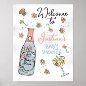 手描きプレセッコと花びらベビーシャワーへようこそ ポスター (正面)