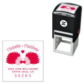 手描きヘッジホッグ結婚とハート差出人住所 セルフインキングスタンプ (インサイチュ)