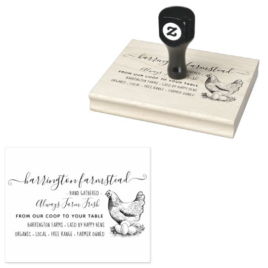 手描きヘンファミリーファームフレッシュエッグカートン ラバースタンプ (押印)