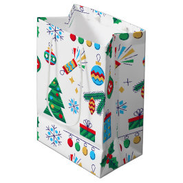 手描きベクトルアートクリスマスエレメント ミディアムペーパーバッグ