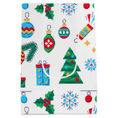 手描きベクトルアートクリスマスエレメント ミディアムペーパーバッグ (裏面)