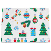 手描きベクトルアートクリスマスエレメント ラージペーパーバッグ (正面)