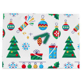 手描きベクトルアートクリスマスエレメント ラージペーパーバッグ (裏面)