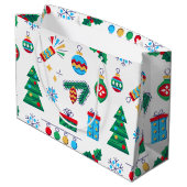 手描きベクトルアートクリスマスエレメント ラージペーパーバッグ (裏面アングル)