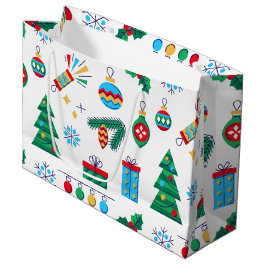 手描きベクトルアートクリスマスエレメント ラージペーパーバッグ