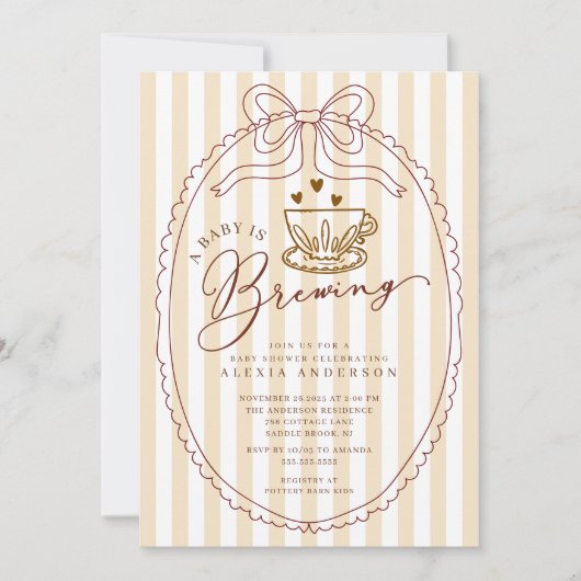 手描きベビーは醸造ベビーシャワー 招待状 (正面)