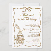 手描きベビーボトルマルチニタワーベイビーシャワー 招待状 (正面)