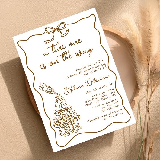 手描きベビーボトルマルチニタワーベイビーシャワー 招待状