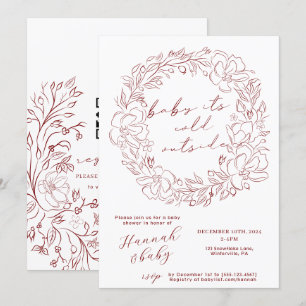 手描きベビー冷たいアウトサイドシャワーQRコード 招待状