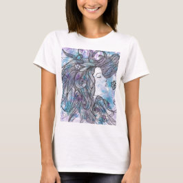 手描きベラフェミニンキャンバスフローサークル上部 Tシャツ