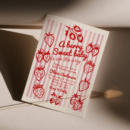 手描きベリーイチゴDiy女の子ベビーシャワー 招待状