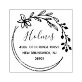 手描きベリーフラワーリース名&住所 ラバースタンプ (インプリント)