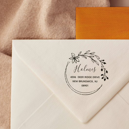 手描きベリーフラワーリース名&住所 ラバースタンプ