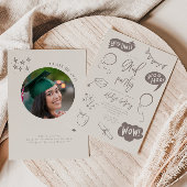 手描きベージュ予測できな卒業式パーティー 招待状