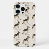 手描きペットポートレートスケッチドイツ羊飼い iPhoneケース (裏面)