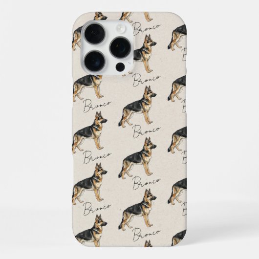 手描きペットポートレートスケッチドイツ羊飼い iPhoneケース (裏面)