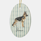 手描きペットポートレート水カラードイツ羊飼い セラミックオーナメント (左)
