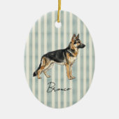 手描きペットポートレート水カラードイツ羊飼い セラミックオーナメント (正面)