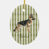 手描きペットポートレート水カラードイツ羊飼い セラミックオーナメント (正面)