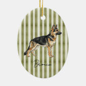 手描きペットポートレート水カラードイツ羊飼い セラミックオーナメント (裏面)