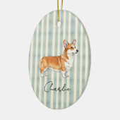 手描きペットポートレート水彩コルギ セラミックオーナメント (左)