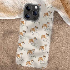 手描きペット肖像画 水彩ブルドッグ iPhone 16 PRO MAXケース