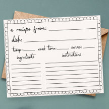 手描きホタテのドードルシャワーレシピカード