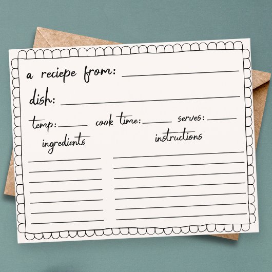 手描きホタテのドードルシャワーレシピカード