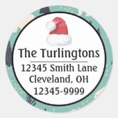 手描きホッキョクグマ常緑差出人住所 ラウンドシール (正面)