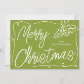 手描きホリーベリーオリーブ2写真クリスマス シーズンカード (正面)