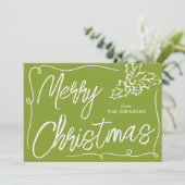 手描きホリーベリーオリーブ2写真クリスマス シーズンカード (スタンド正面)