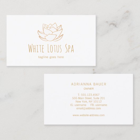 手描きホワイトロータスフラワーウェルネススパ 名刺 (正面/裏面)
