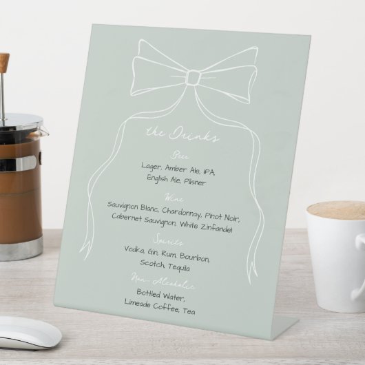 手描きボウセージ緑結婚のシグネチャードリンク 台座サイン (インサイチュ)