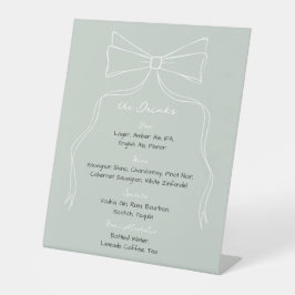 手描きボウセージ緑結婚のシグネチャードリンク 台座サイン