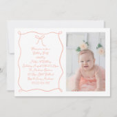 手描きボウフォト赤面誕生日パーティー 招待状 (正面)