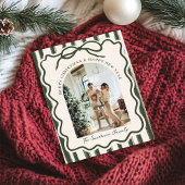 手描きボウフレーム写真お洒落クリスマス シーズンカード