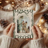 手描きボウフレーム写真お洒落クリスマス シーズンカード