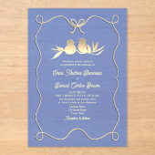 手描きボウブルー結婚ズアクリル招待状 アクリル招待状 (正面)