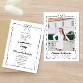 手描きボウ&スクワイグル写真卒業パーティー 招待状