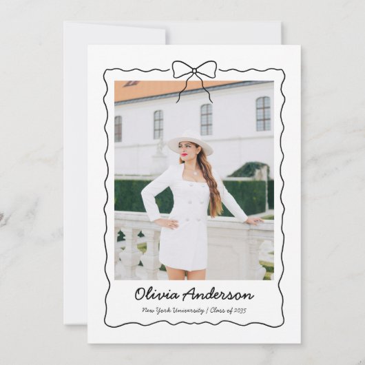 手描きボウ&スクワイグル写真卒業パーティー 招待状 (裏面)